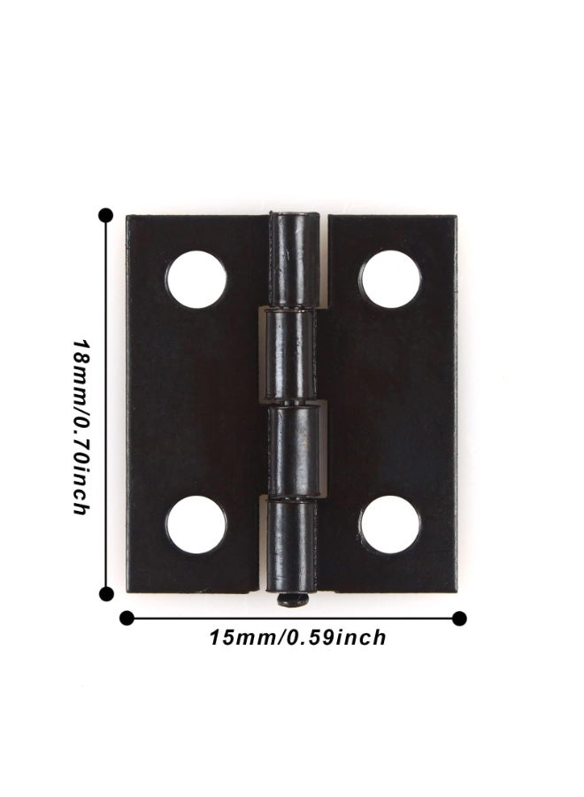18 x 15mm Small Black Euro Hinges, 50pcs with 200 Screws, Iron, Electroplated Finish, 4 Holes Each, Ideal for Crafts, Jewelry Box, Dollhouse, Cabinet, Drawer - Image 3